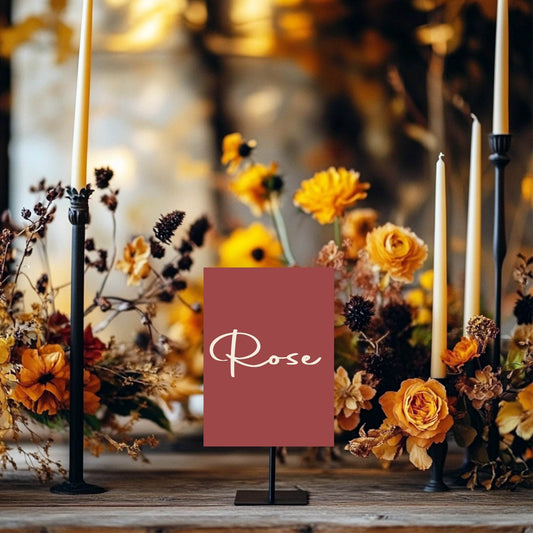 Rosewood Pack of Table Names Wedding Party Signs | A5