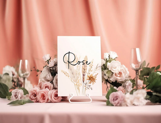 Boho Pack of Table Names Wedding Party Signs