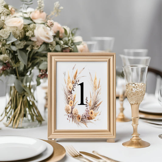 Boho Pack of Table Number Wedding Party Signs