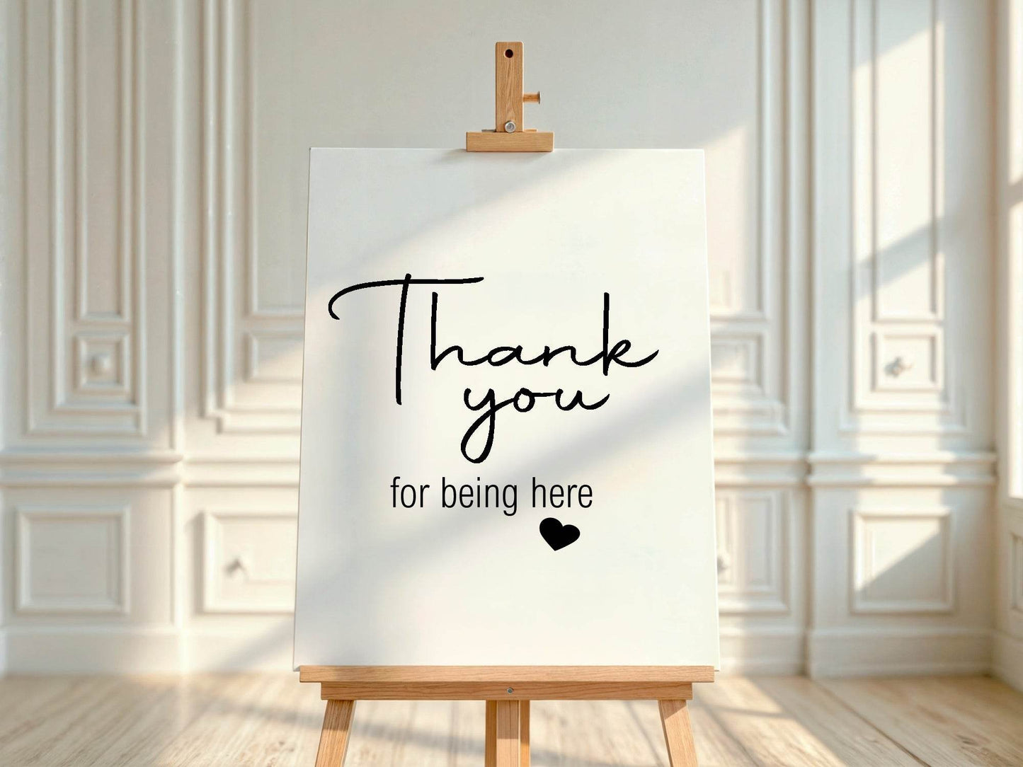 Minimalist Thank You Baby Shower Party Sign | Black & White