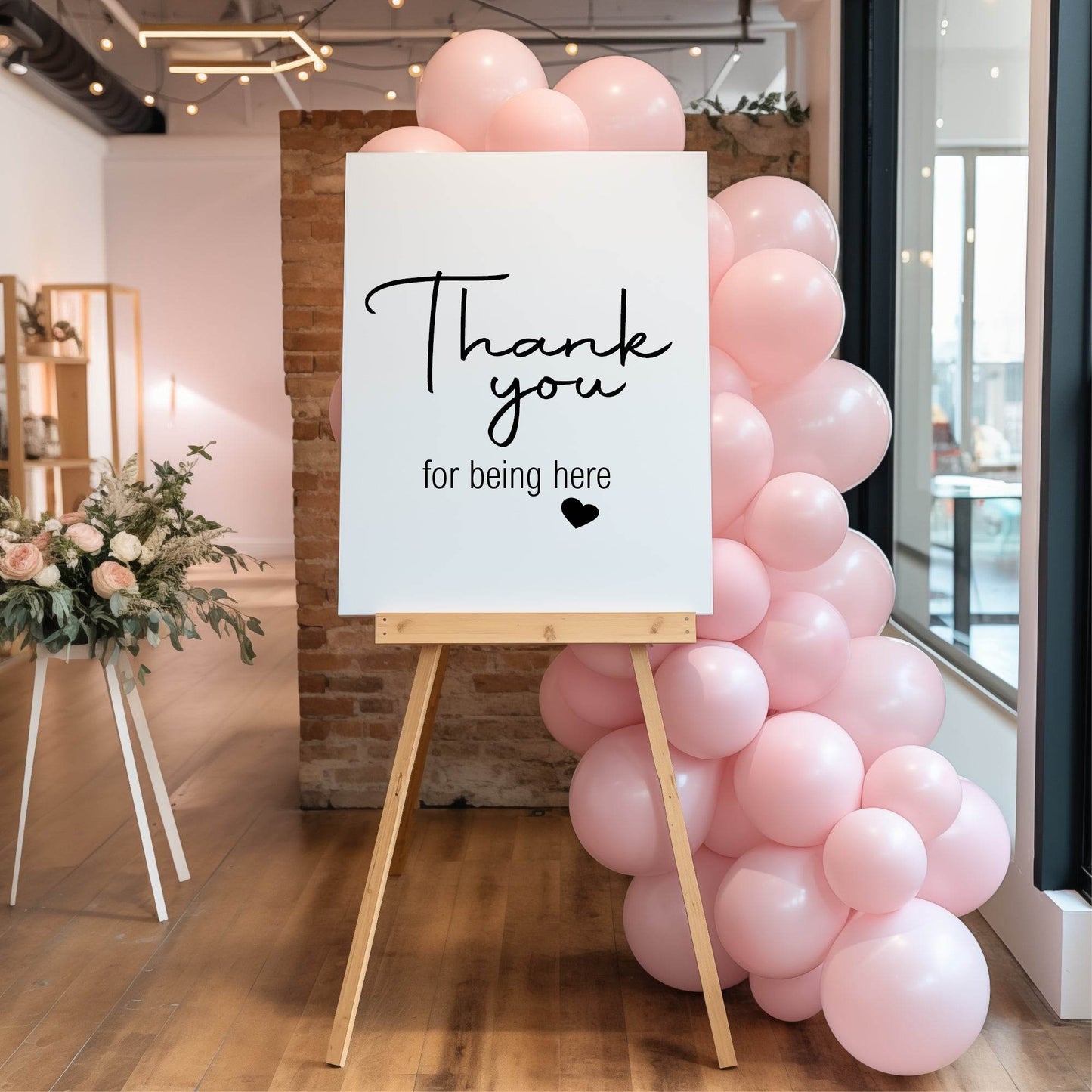 Minimalist Thank You Baby Shower Party Sign | Black & White