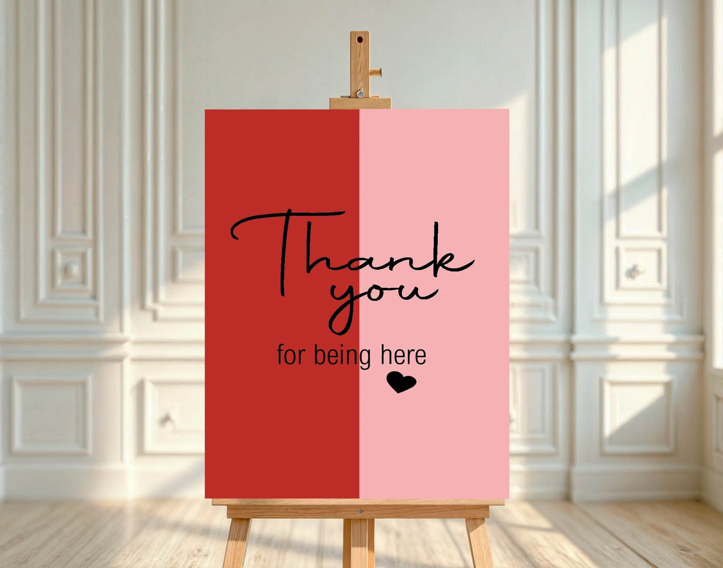 Red & Pink Thank You Baby Shower Party Sign
