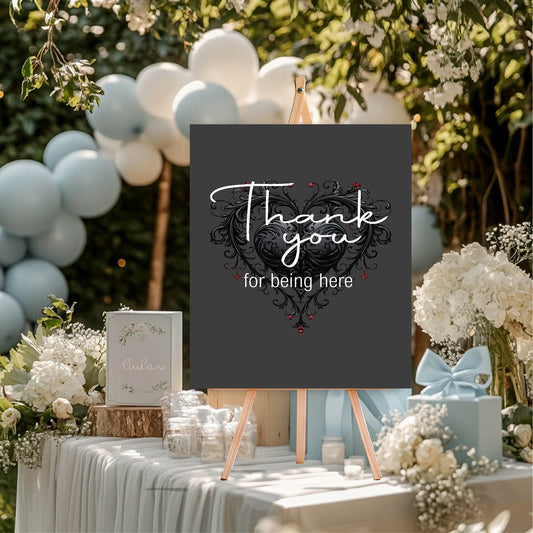 Gothic Thank You Baby Shower Party Sign