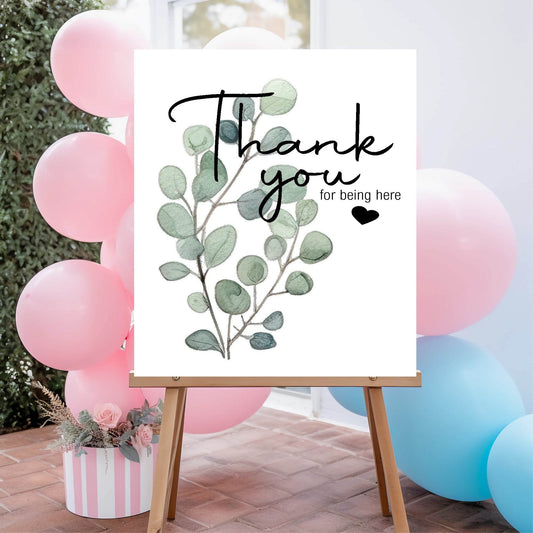 Eucalyptus Thank You Baby Shower Party Sign