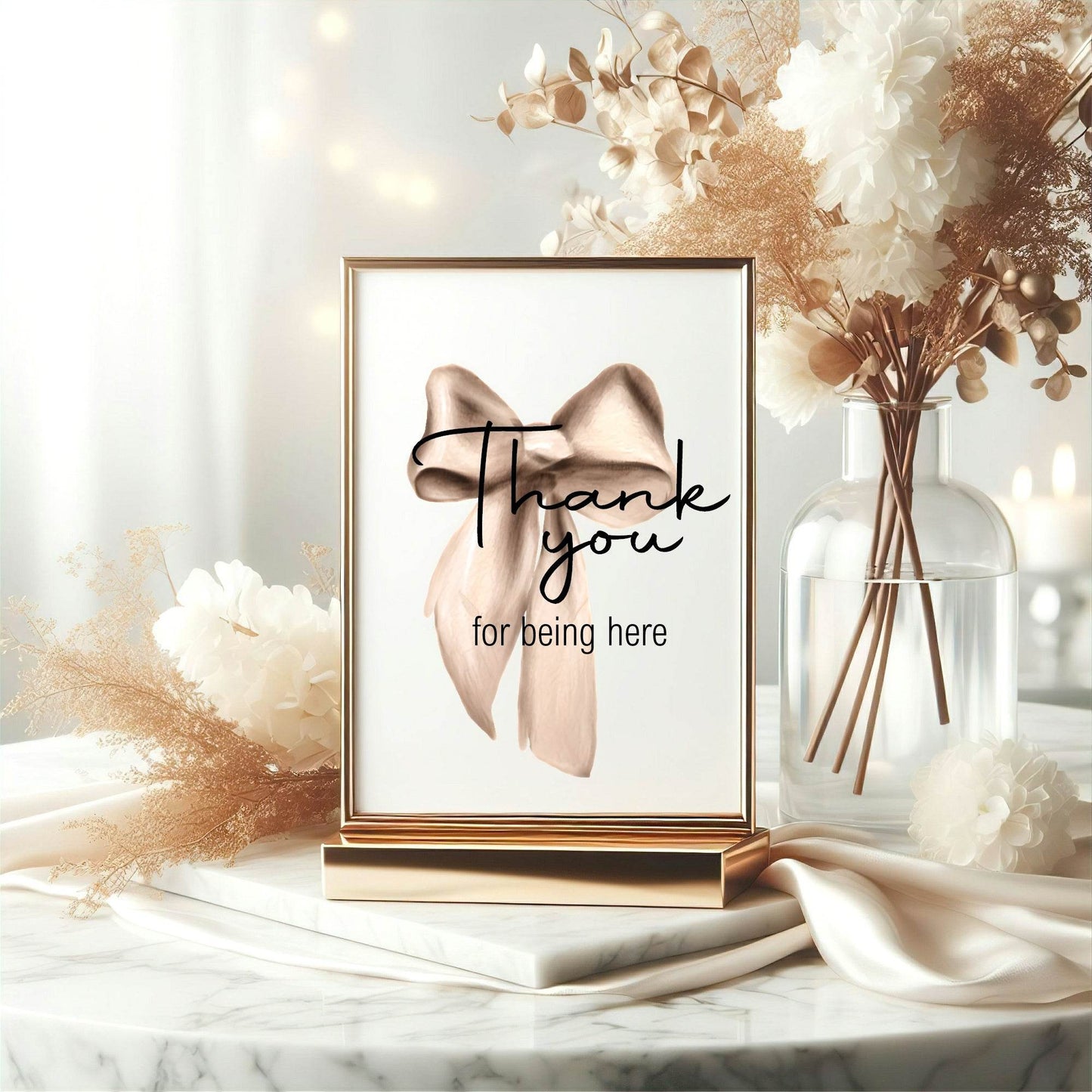 Bows Thank You Baby Shower Party Sign