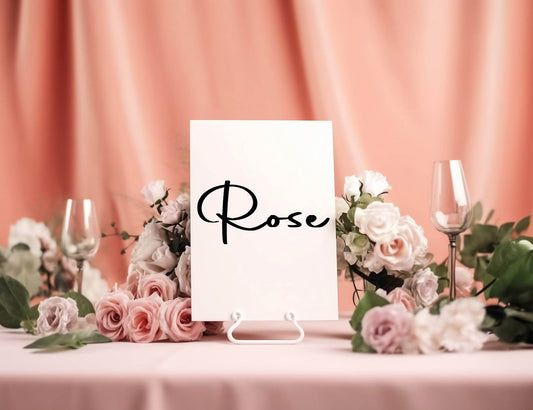 Minimalist Pack of Table Names Wedding Party Signs | A5