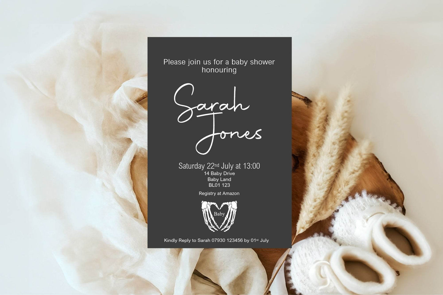 Gothic Baby Shower Party Invitations & Envelopes | Pack of 10