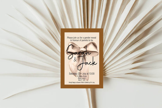 Vintage Gender Reveal Party Invitations & Envelopes | Pack of 10