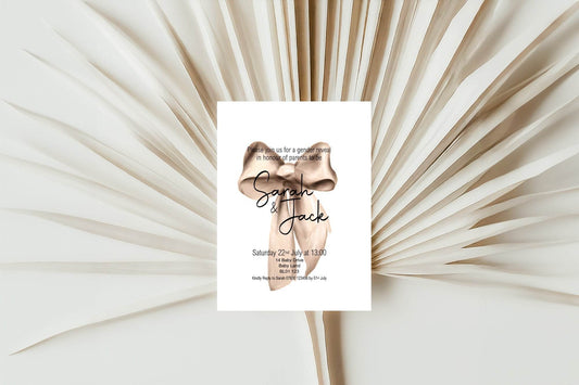 Bows Gender Reveal Party Invitations & Envelopes | Pack of 10