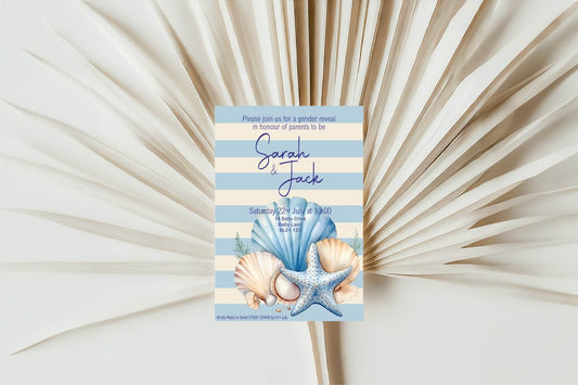 Nautical Gender Reveal Party Invitations & Envelopes | Pack of 10