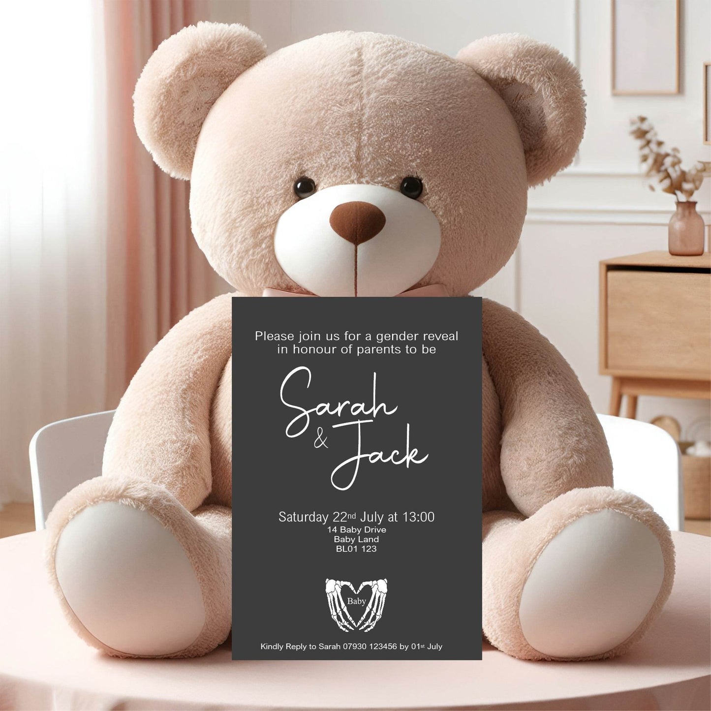 Gothic Gender Reveal Party Invitations & Envelopes | Pack of 10