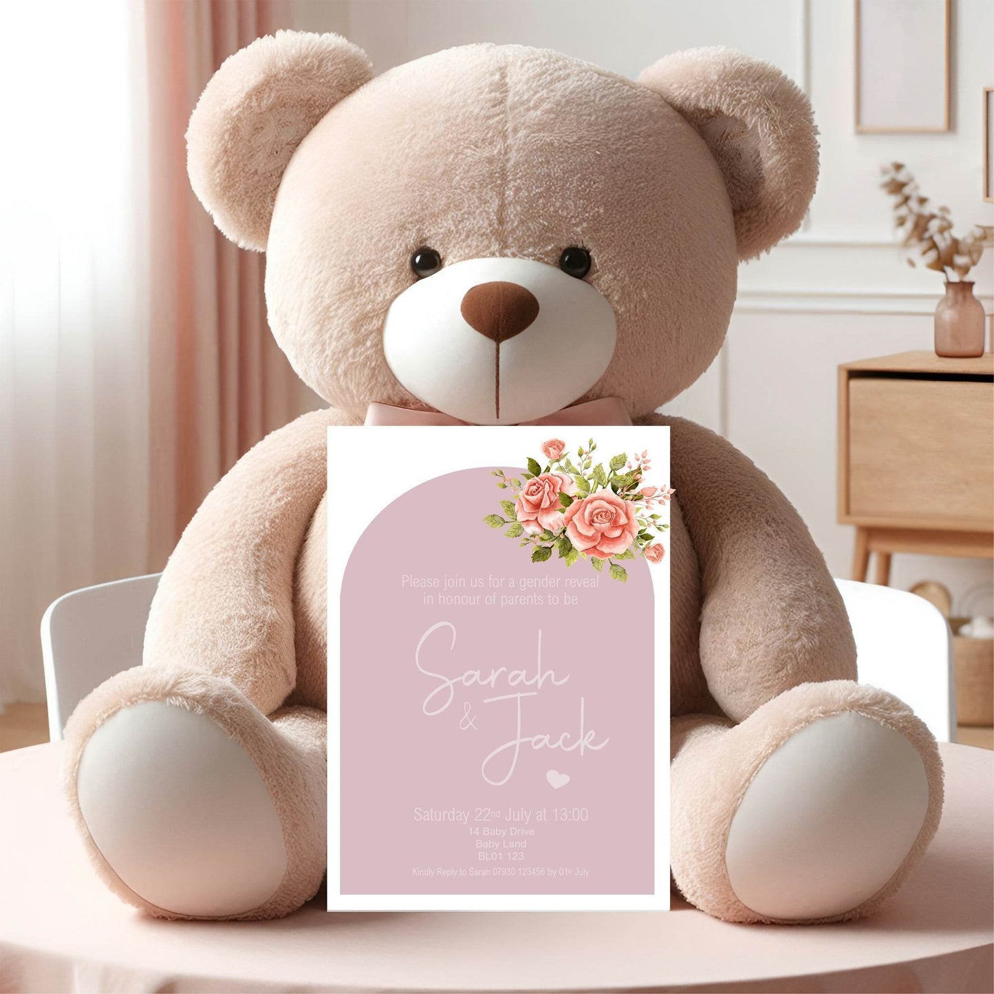 Baby In Bloom Gender Reveal Party Invitations & Envelopes | Pack of 10