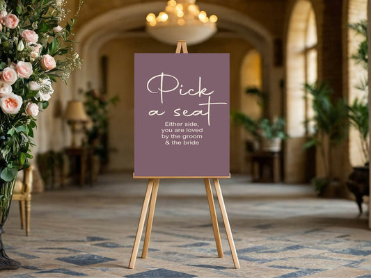 Heather Pick A Seat Wedding Party Sign