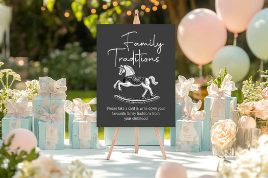 Gothic Family Traditions Baby Shower Party Sign