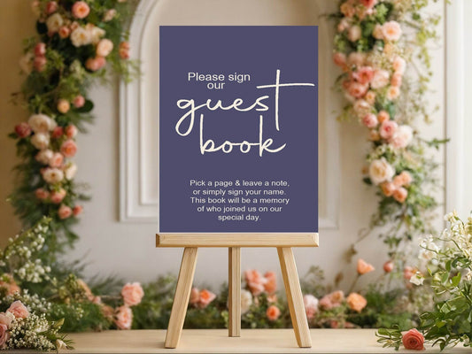 Sapphire Guest Book Wedding Party Sign