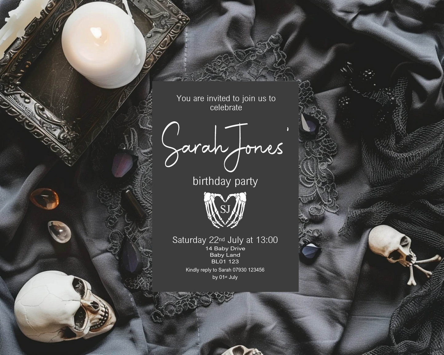 Gothic Birthday Party Invitations & Envelopes | Pack of 10