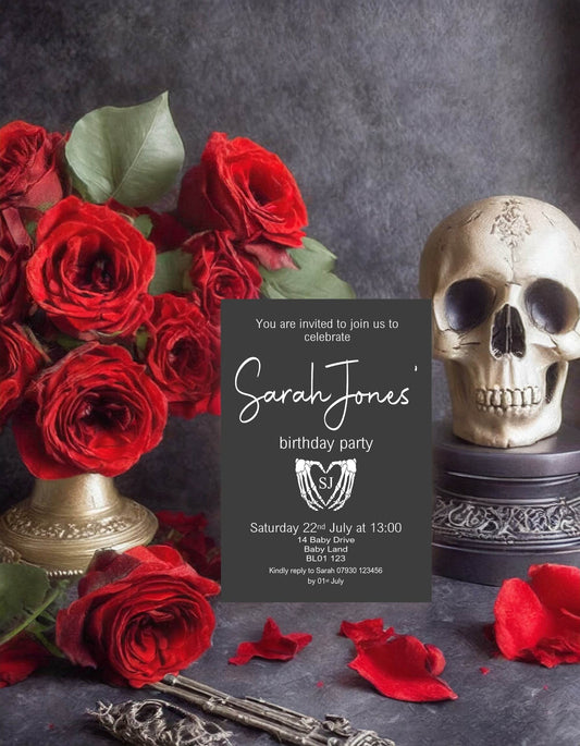 Gothic Birthday Party Invitations & Envelopes | Pack of 10