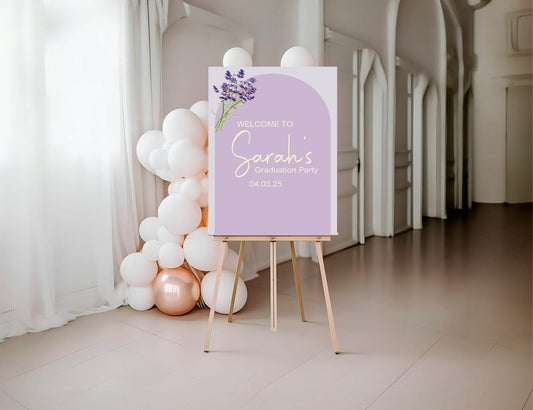 Lavender Graduation Party Sign