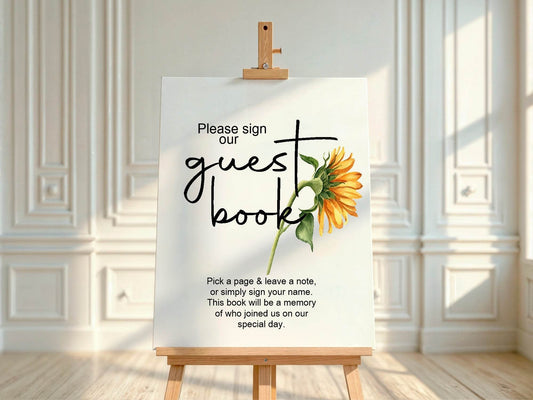 Sunflower Guest Book Wedding Party Sign