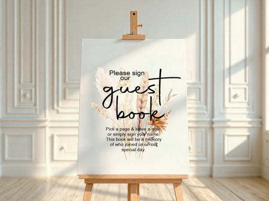 Boho Guest Book Wedding Party Sign