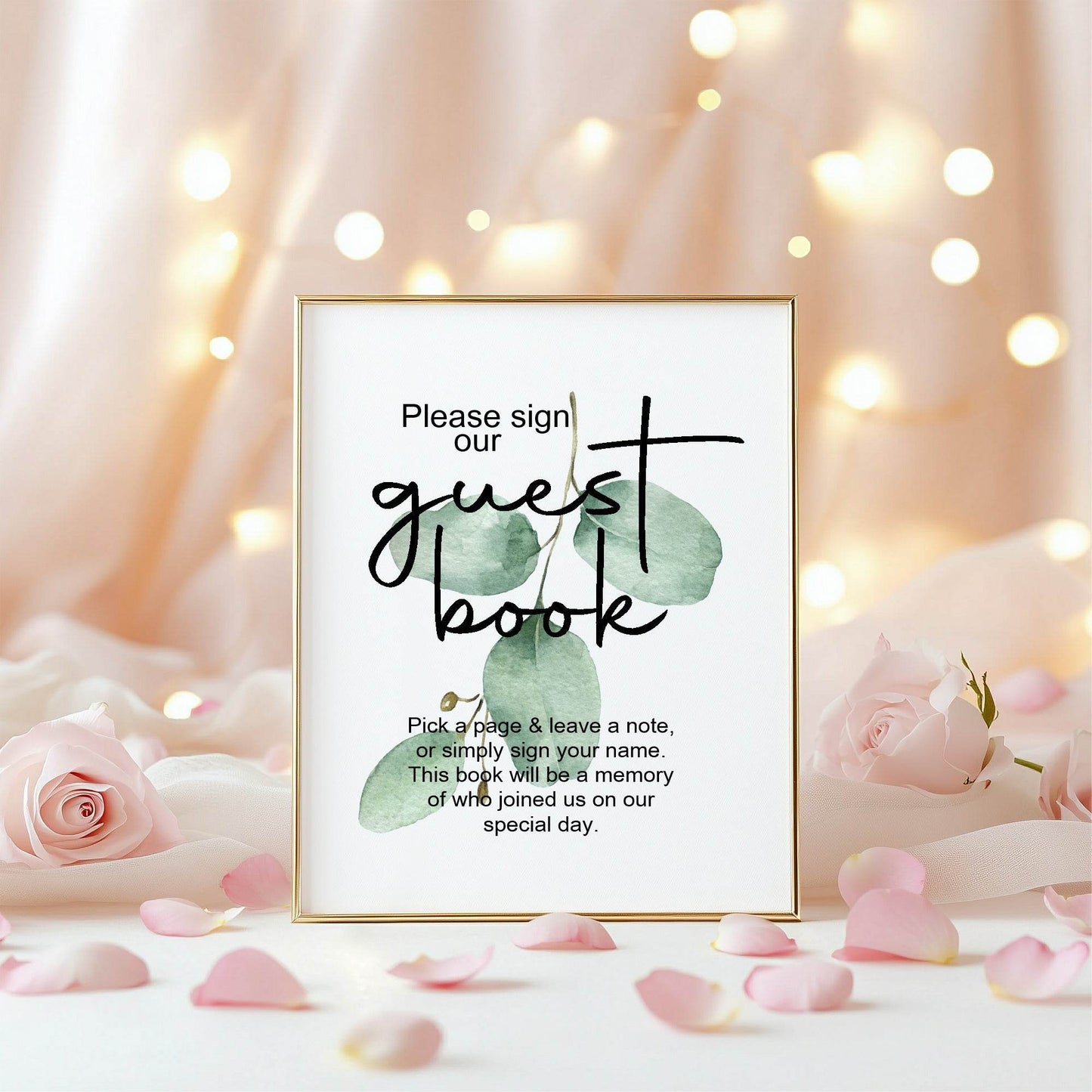 Eucalyptus Guest Book Wedding Party Sign