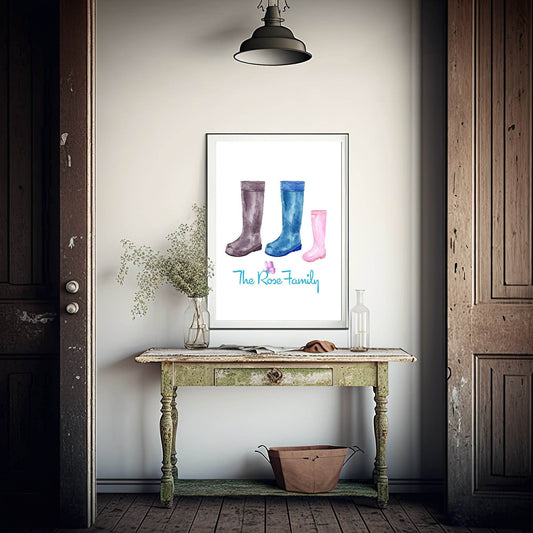Family Wellington Boots Print | Personalised Wall Art