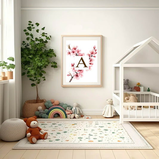 Initial Cherry Blossom Print | Personalised Wall Art