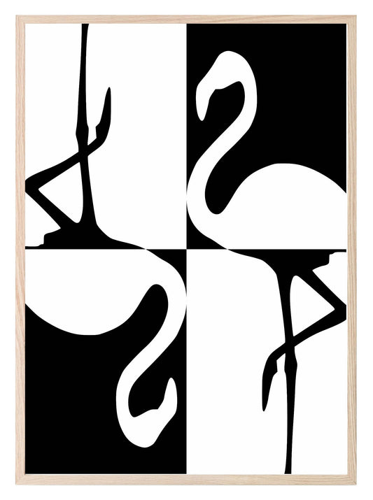 Flamingo Couple Print | Black & White | Minimalistic Wall Art