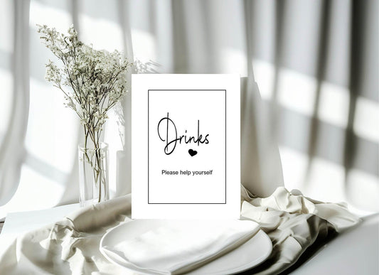 Minimalist Drinks Baby Shower Party Sign | Black & White