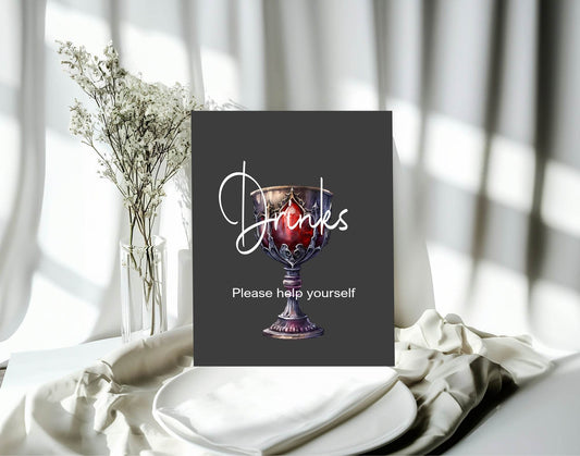 Gothic Drinks Baby Shower Party Sign