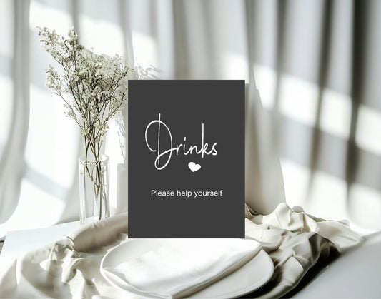 Minimalist Noir Drinks Baby Shower Party Sign
