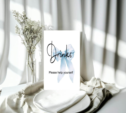 Bows Drinks Baby Shower Party Sign