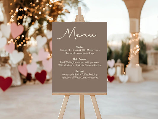 Earth Menu Wedding Party Sign