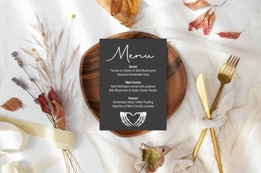 Gothic A5 Menu Wedding Party Signs | Pack of 10