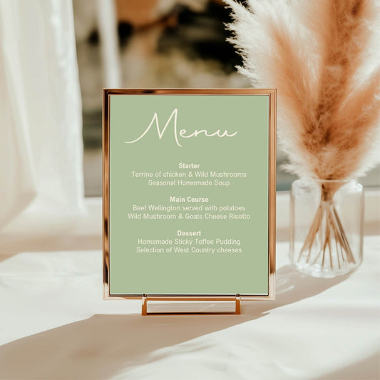 Willow Menu Wedding Party Sign