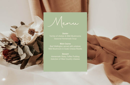 Willow A5 Menu Wedding Party Signs | Pack of 10
