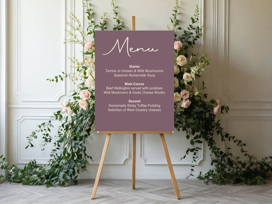 Heather Menu Wedding Party Sign