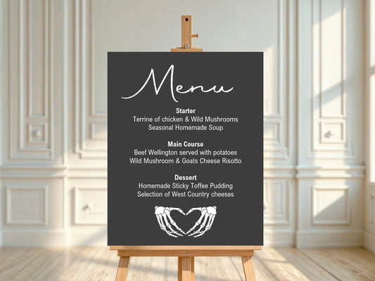 Gothic Menu Wedding Party Sign