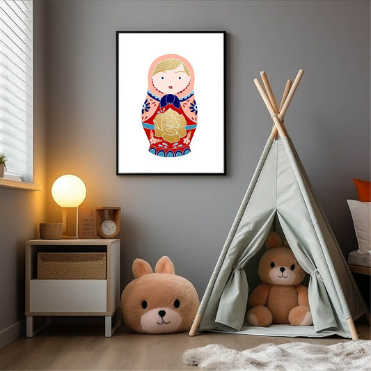 Matryoshka Russian Doll Print | Kids Wall Art