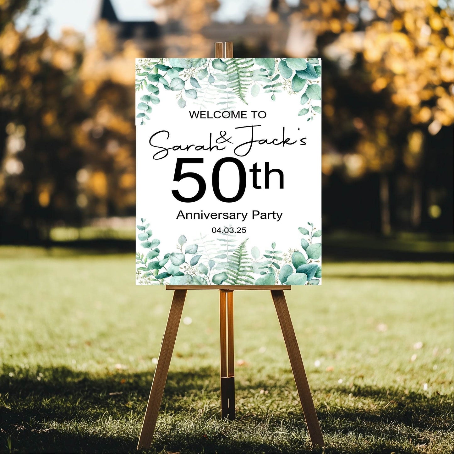 Eucalyptus Welcome Anniversary Party Sign