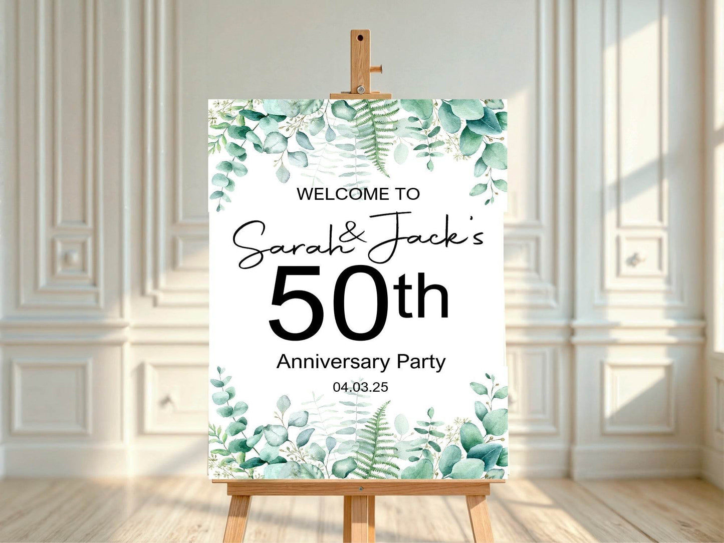Eucalyptus Welcome Anniversary Party Sign
