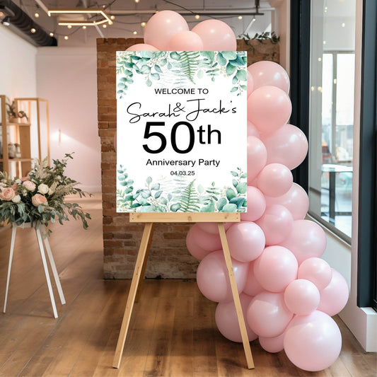 Eucalyptus Welcome Anniversary Party Sign