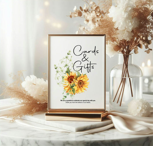 Sunflower Cards & Gifts Wedding Party Sign