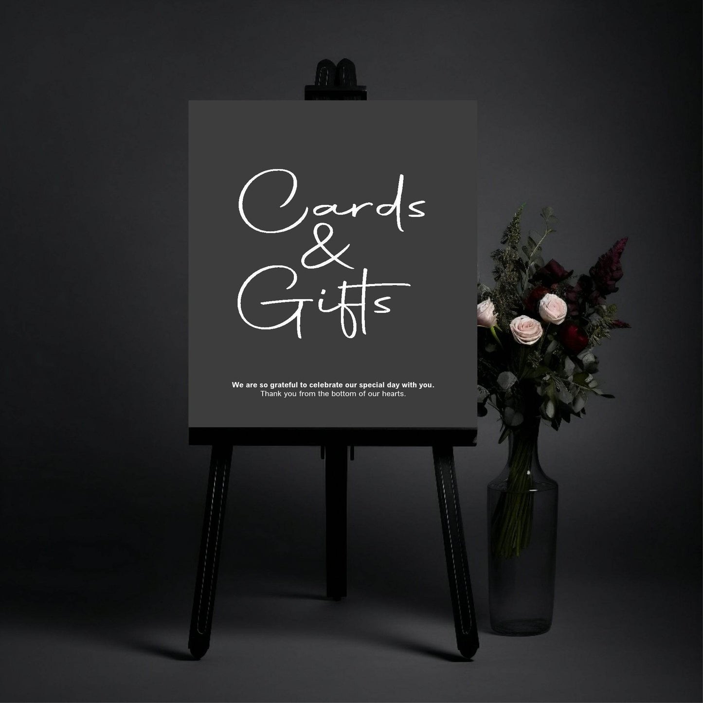 Minimalist Noir Cards & Gifts Wedding Party Sign