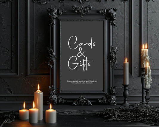 Minimalist Noir Cards & Gifts Wedding Party Sign