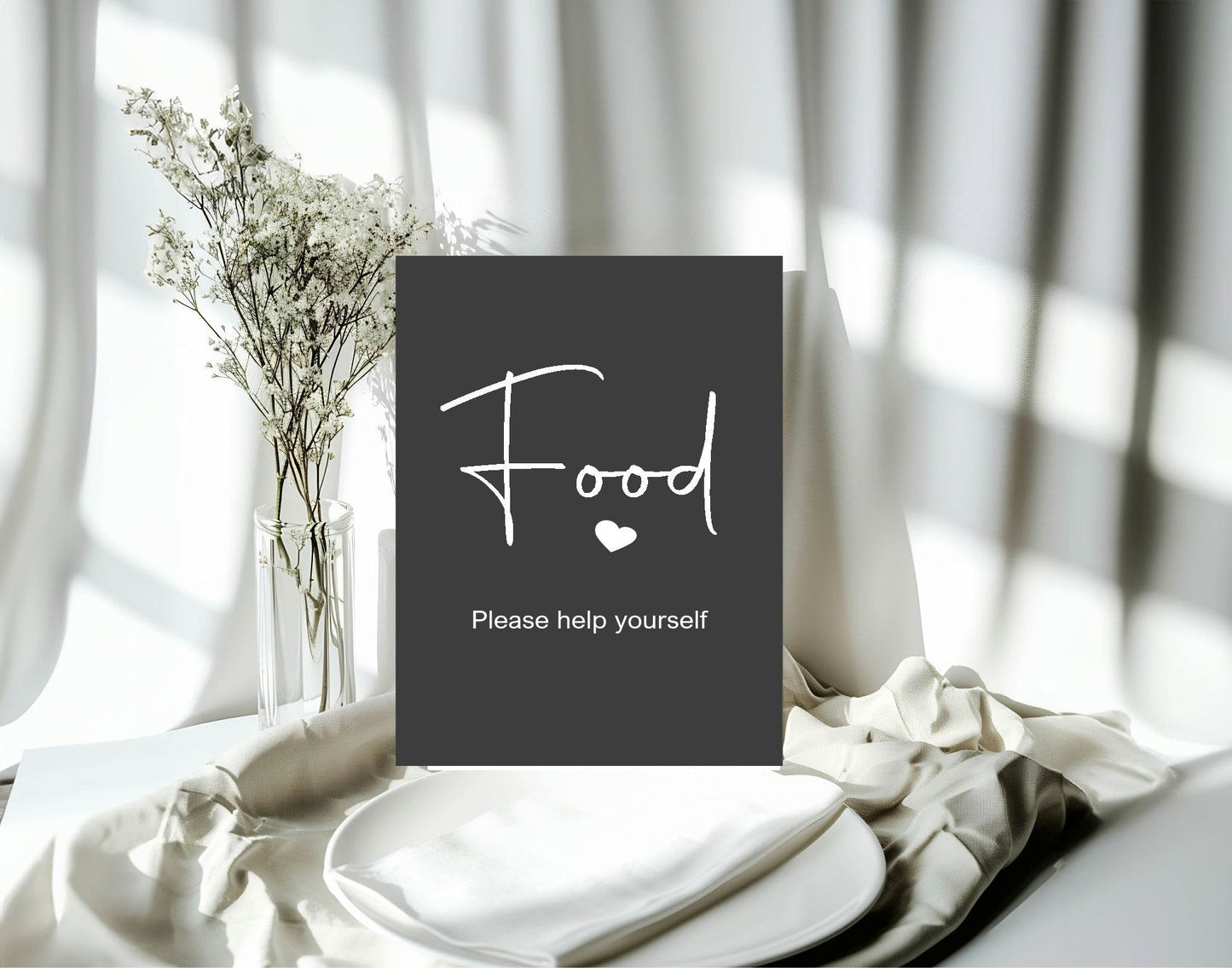 Minimalist Noir Food Baby Shower Party Sign