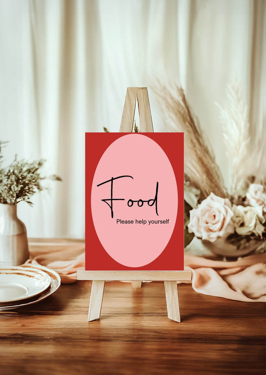Red & Pink Food Baby Shower Party Sign