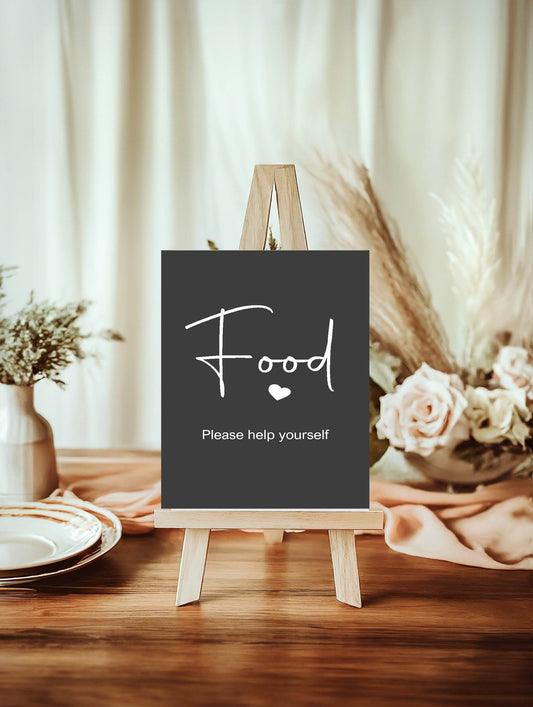 Minimalist Noir Food Baby Shower Party Sign