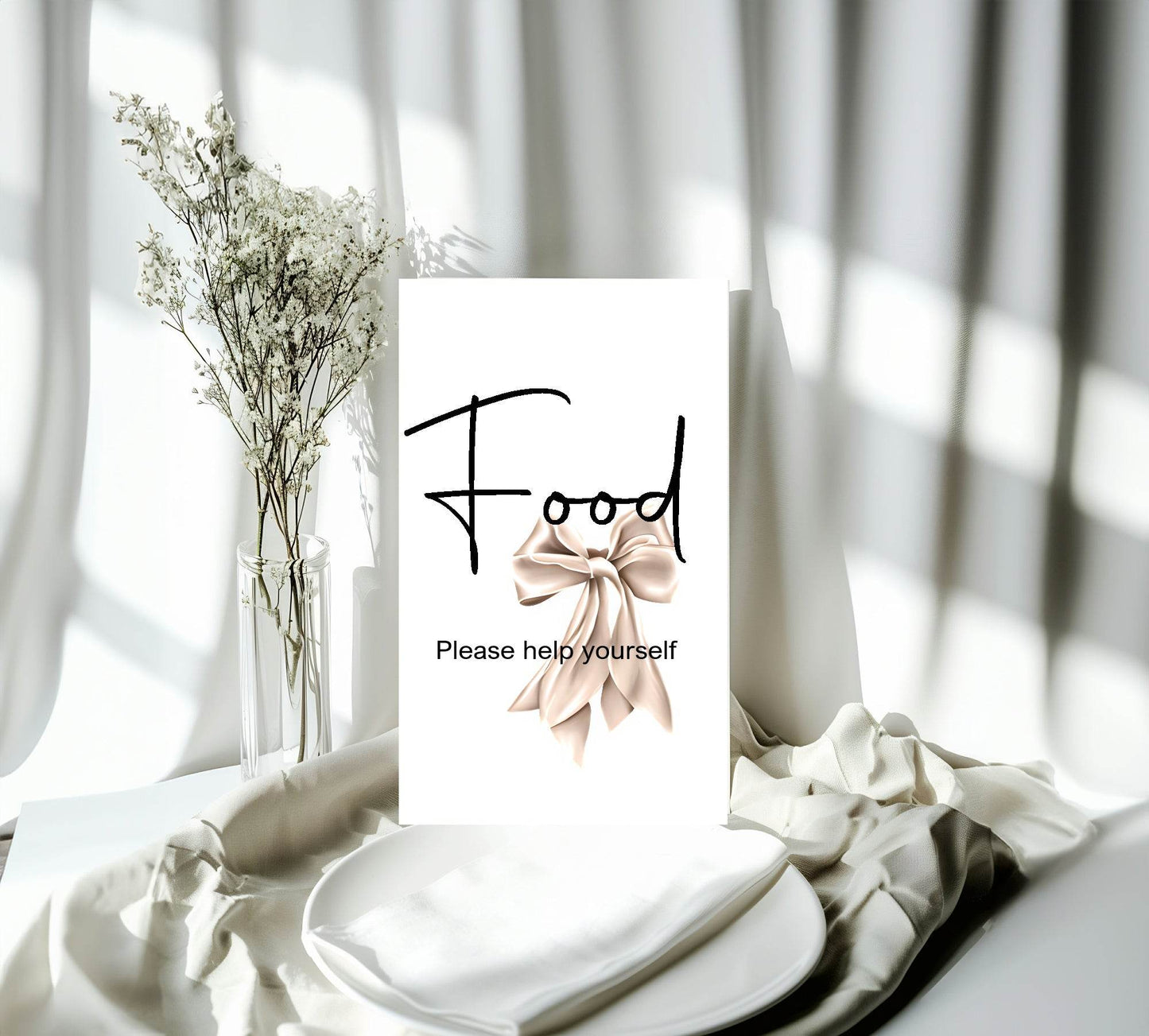 Bows Food Baby Shower Party Sign