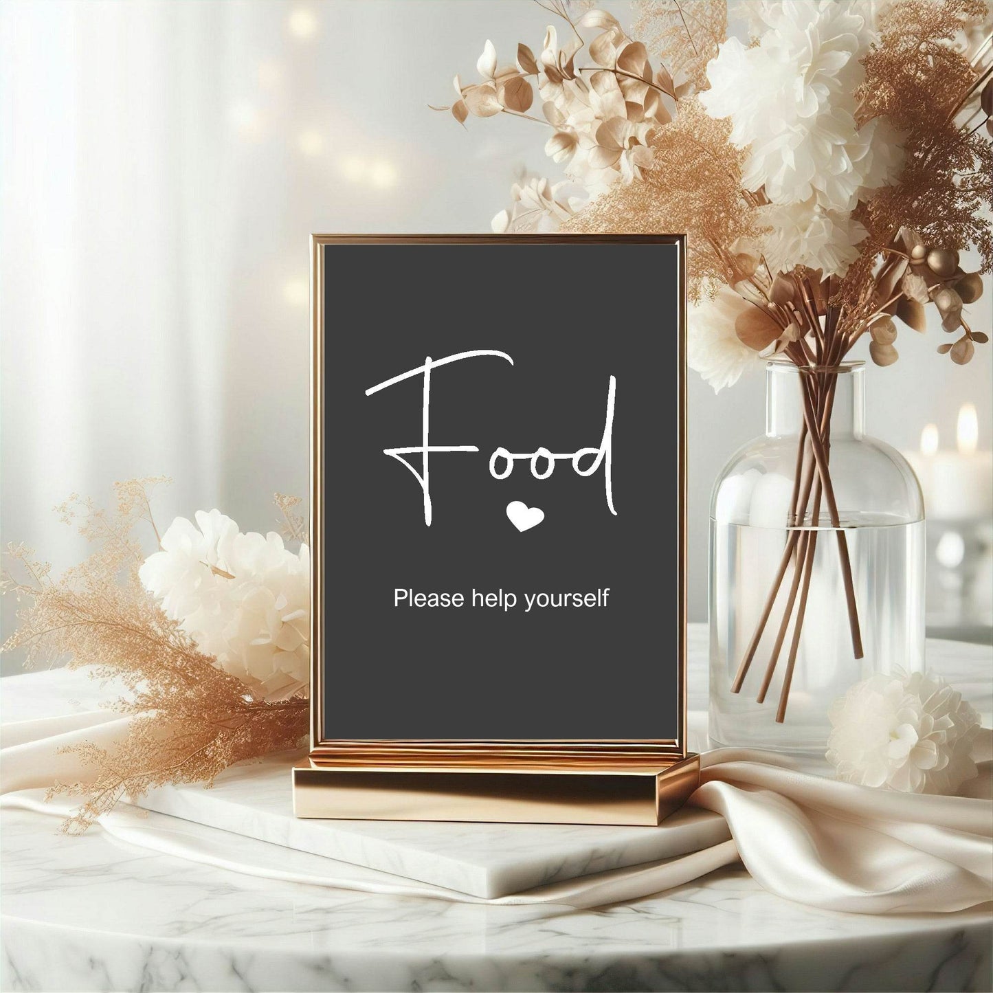 Minimalist Noir Food Baby Shower Party Sign